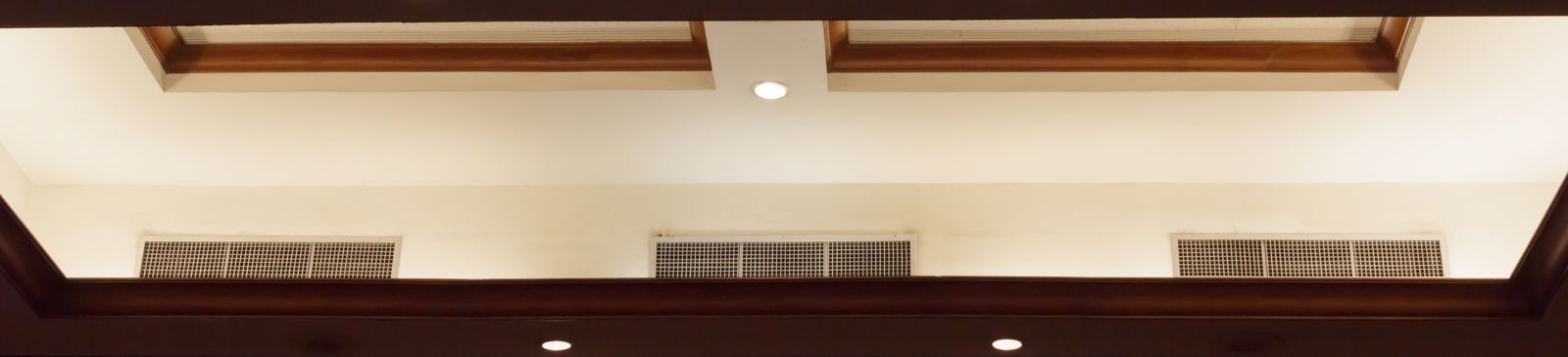 A view on a ceiling with HVAC system